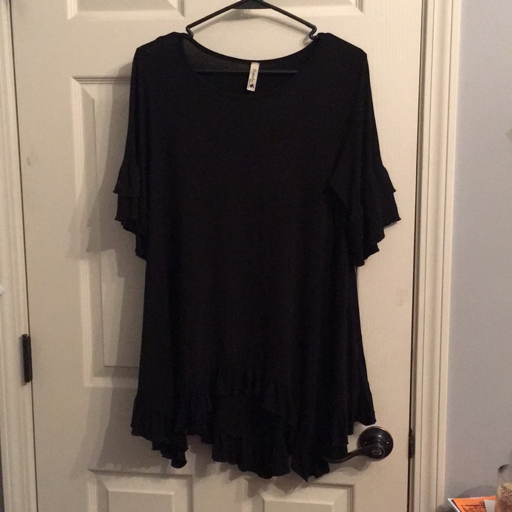 Black dress shirt.